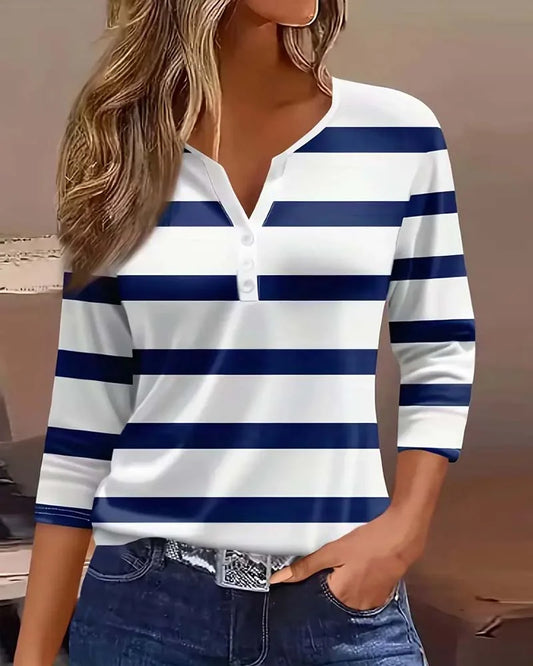 Ainhoa - Long Sleeved, Universal Striped Blouse